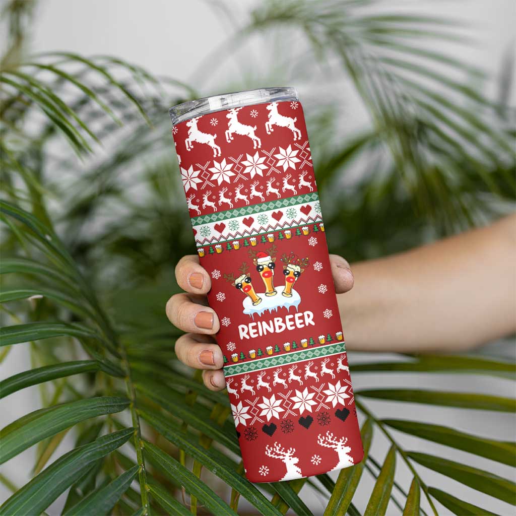 Funny Reindeer Reinbeer Christmas Skinny Tumbler Xmas Holiday Patterns - Wonder Print Shop