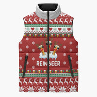 Funny Reindeer Reinbeer Christmas Sleeveless Puffer Jacket Xmas Holiday Patterns - Wonder Print Shop