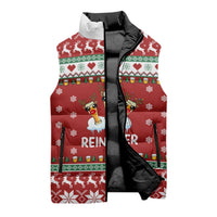 Funny Reindeer Reinbeer Christmas Sleeveless Puffer Jacket Xmas Holiday Patterns - Wonder Print Shop