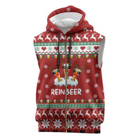 Funny Reindeer Reinbeer Christmas Sleeveless Zip Hoodie Xmas Holiday Patterns - Wonder Print Shop