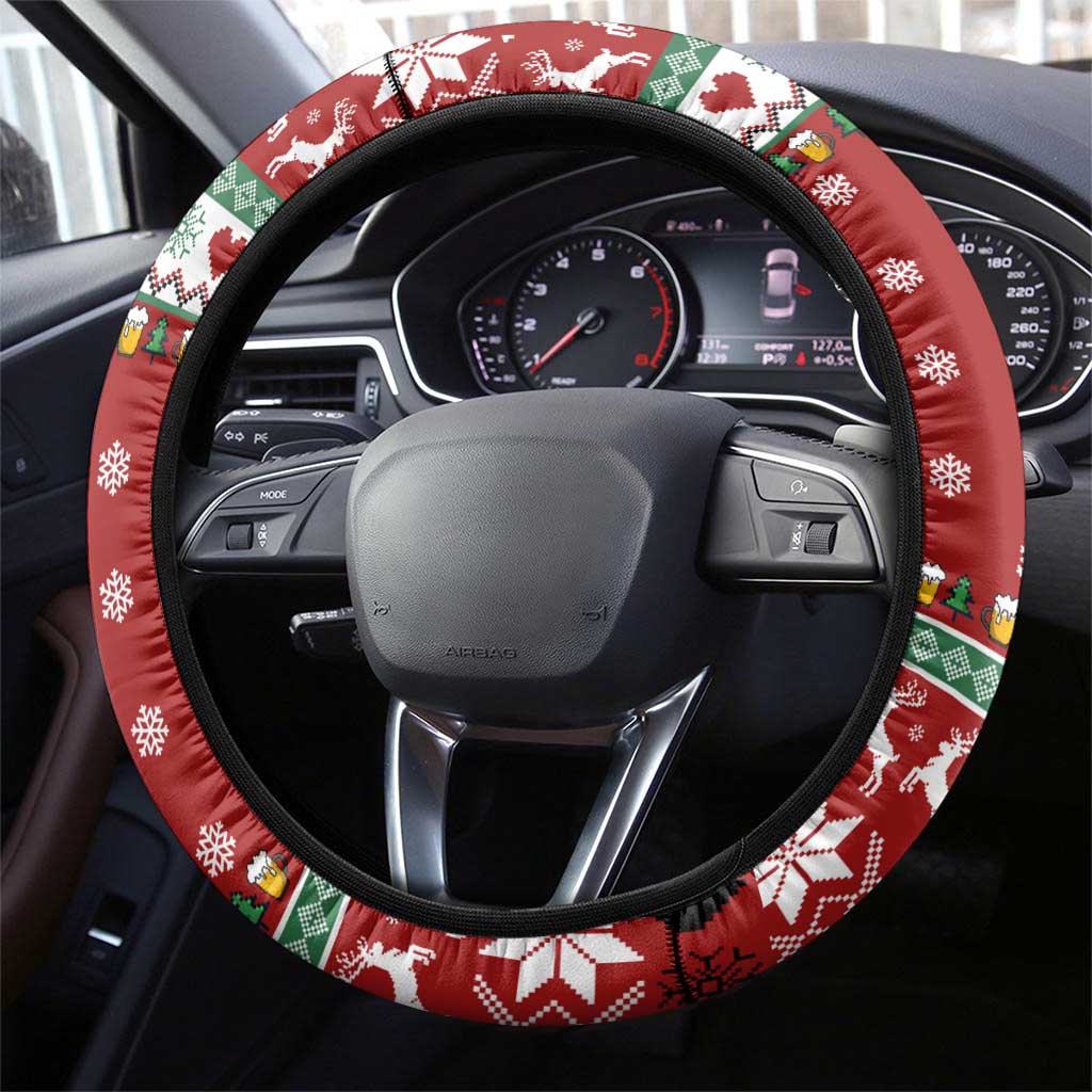 Funny Reindeer Reinbeer Christmas Steering Wheel Cover Xmas Holiday Patterns - Wonder Print Shop