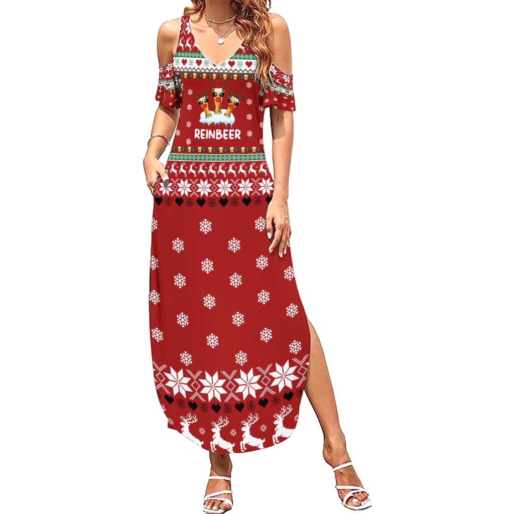 Funny Reindeer Reinbeer Christmas Summer Maxi Dress Xmas Holiday Patterns - Wonder Print Shop