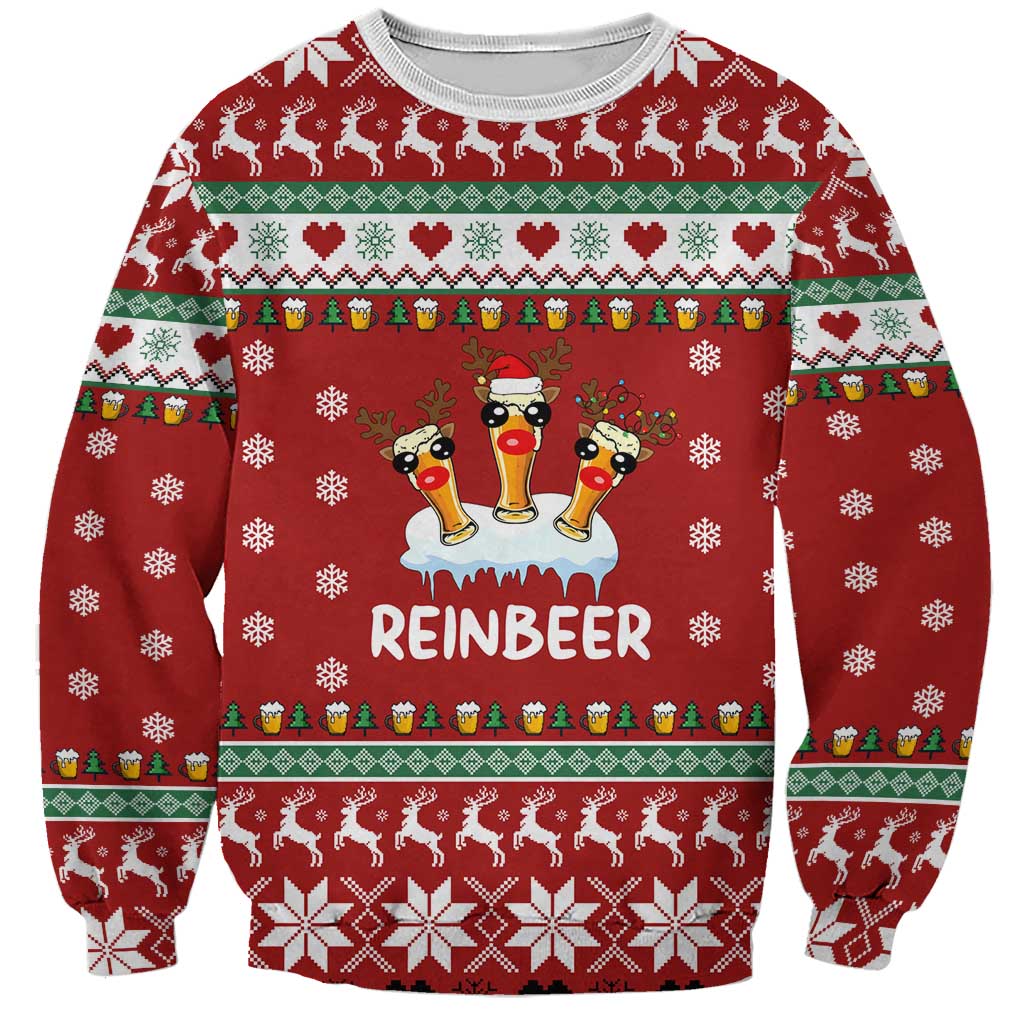 Funny Reindeer Reinbeer Christmas Sweatshirt Xmas Holiday Patterns - Wonder Print Shop