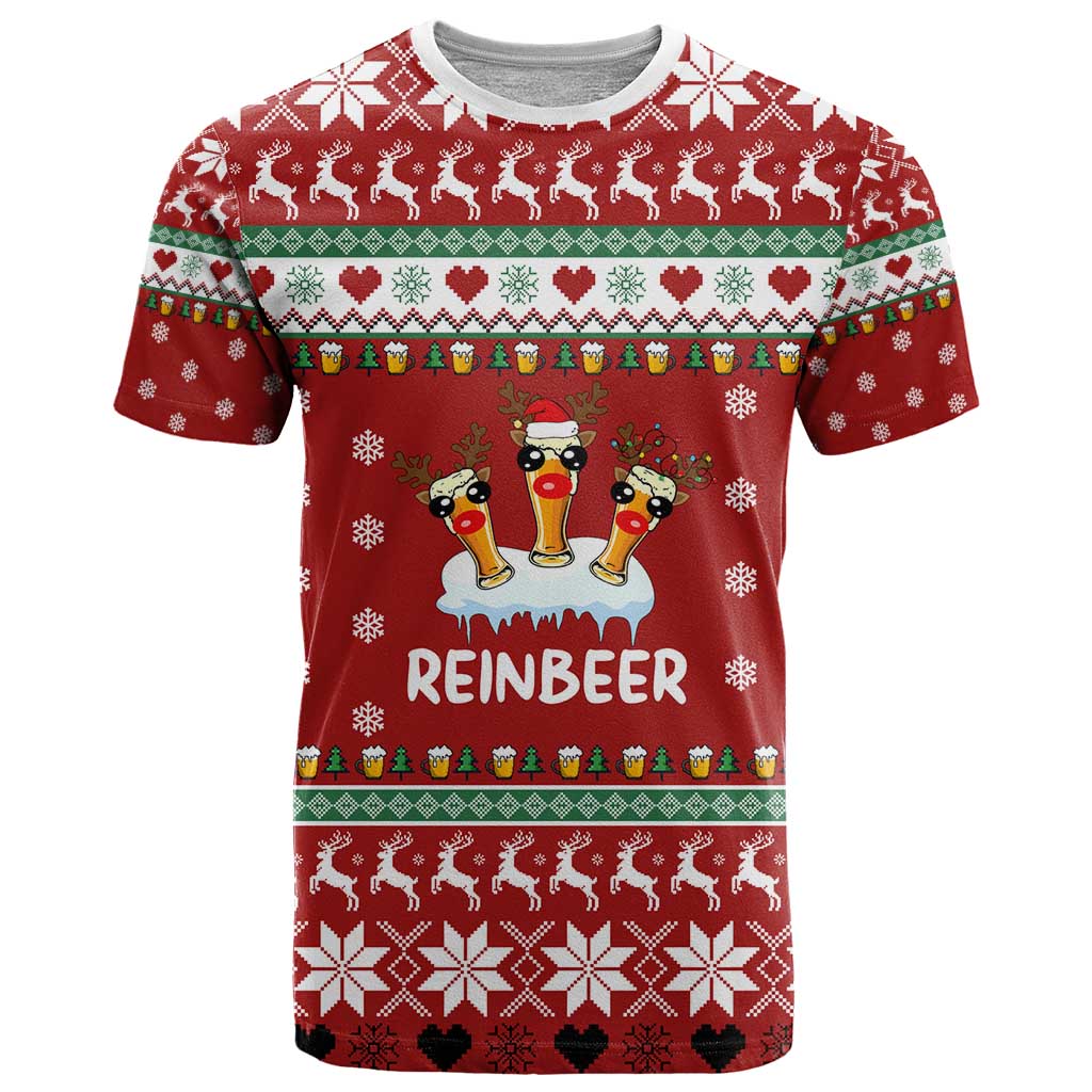 Funny Reindeer Reinbeer Christmas T Shirt Xmas Holiday Patterns - Wonder Print Shop