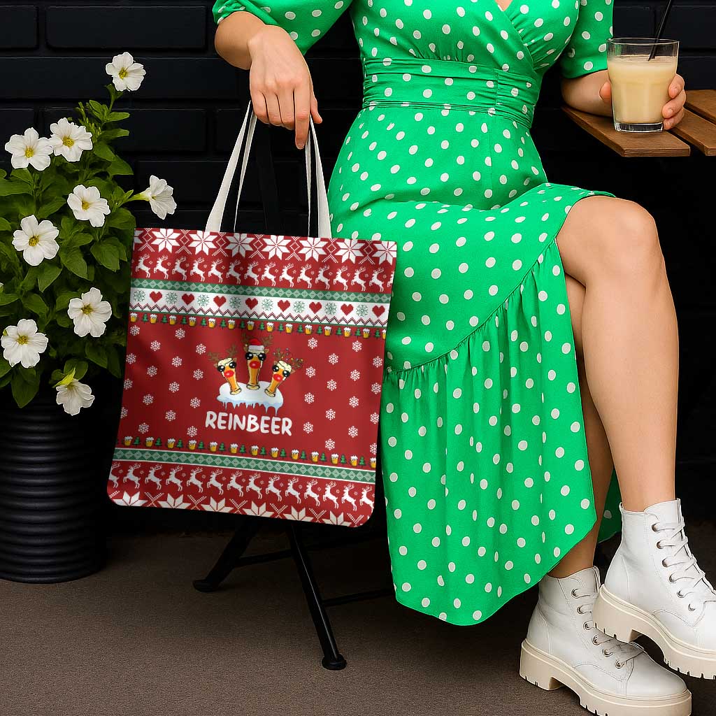 Funny Reindeer Reinbeer Christmas Tote Bag Xmas Holiday Patterns - Wonder Print Shop