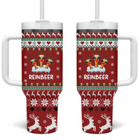 Funny Reindeer Reinbeer Christmas Tumbler With Handle Xmas Holiday Patterns - Wonder Print Shop