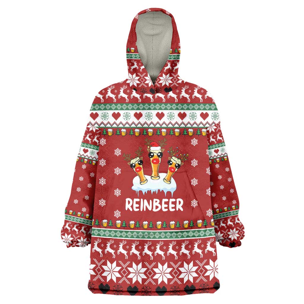 Funny Reindeer Reinbeer Christmas Wearable Blanket Hoodie Xmas Holiday Patterns - Wonder Print Shop