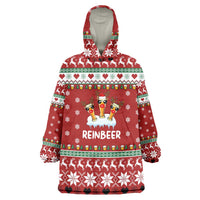 Funny Reindeer Reinbeer Christmas Wearable Blanket Hoodie Xmas Holiday Patterns - Wonder Print Shop