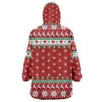 Funny Reindeer Reinbeer Christmas Wearable Blanket Hoodie Xmas Holiday Patterns - Wonder Print Shop