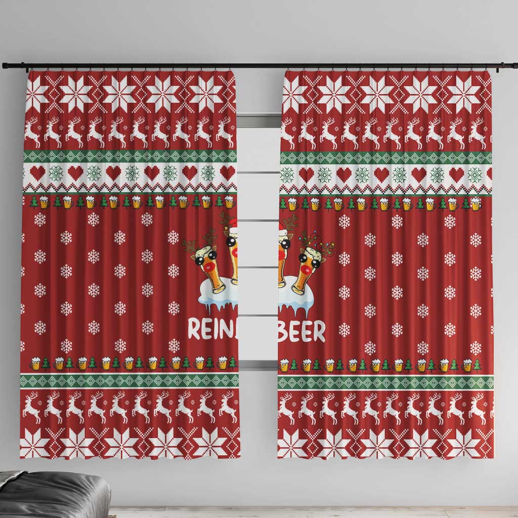 Funny Reindeer Reinbeer Christmas Window Curtain Xmas Holiday Patterns - Wonder Print Shop