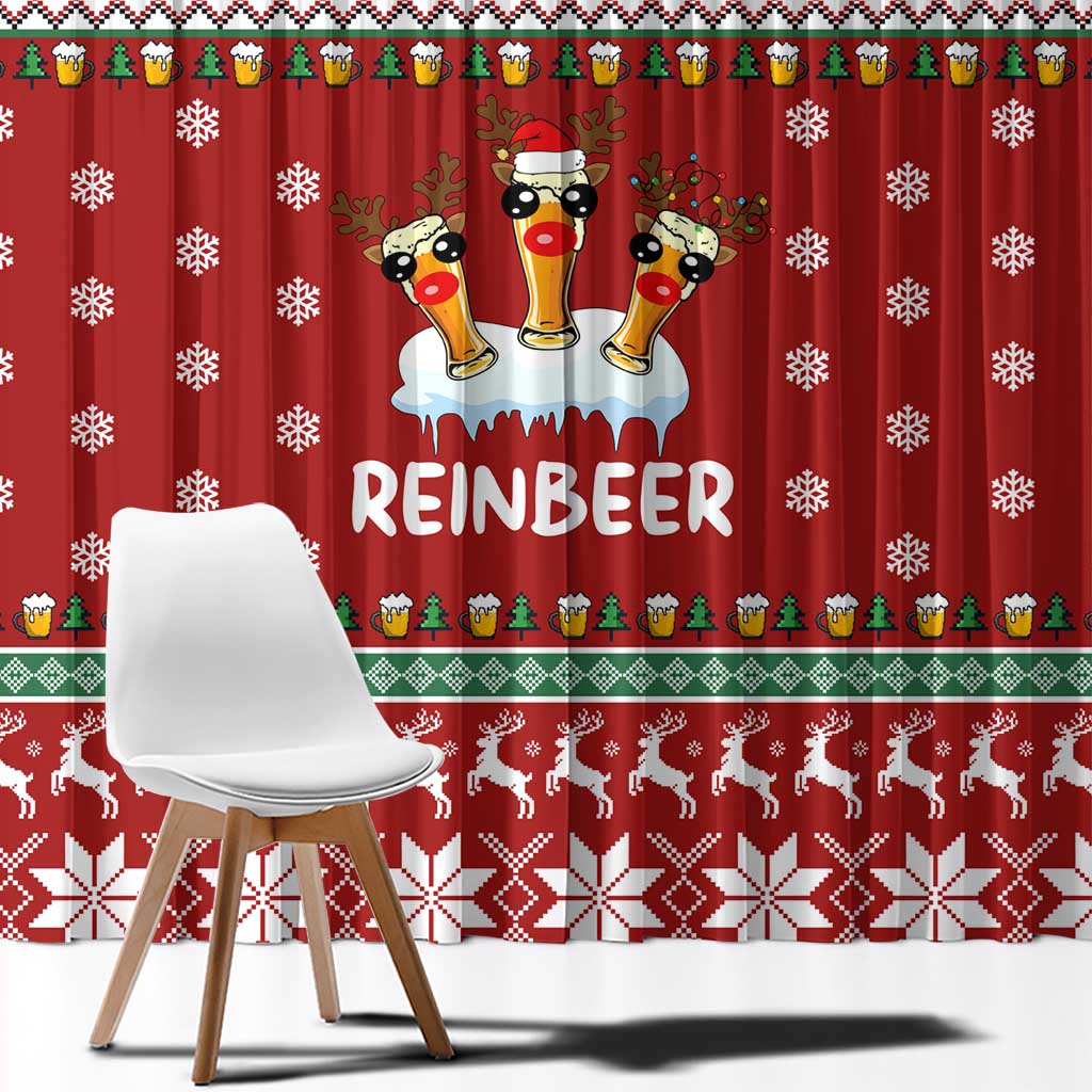 Funny Reindeer Reinbeer Christmas Window Curtain Xmas Holiday Patterns - Wonder Print Shop
