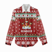 Funny Reindeer Reinbeer Christmas Women Casual Shirt Xmas Holiday Patterns - Wonder Print Shop