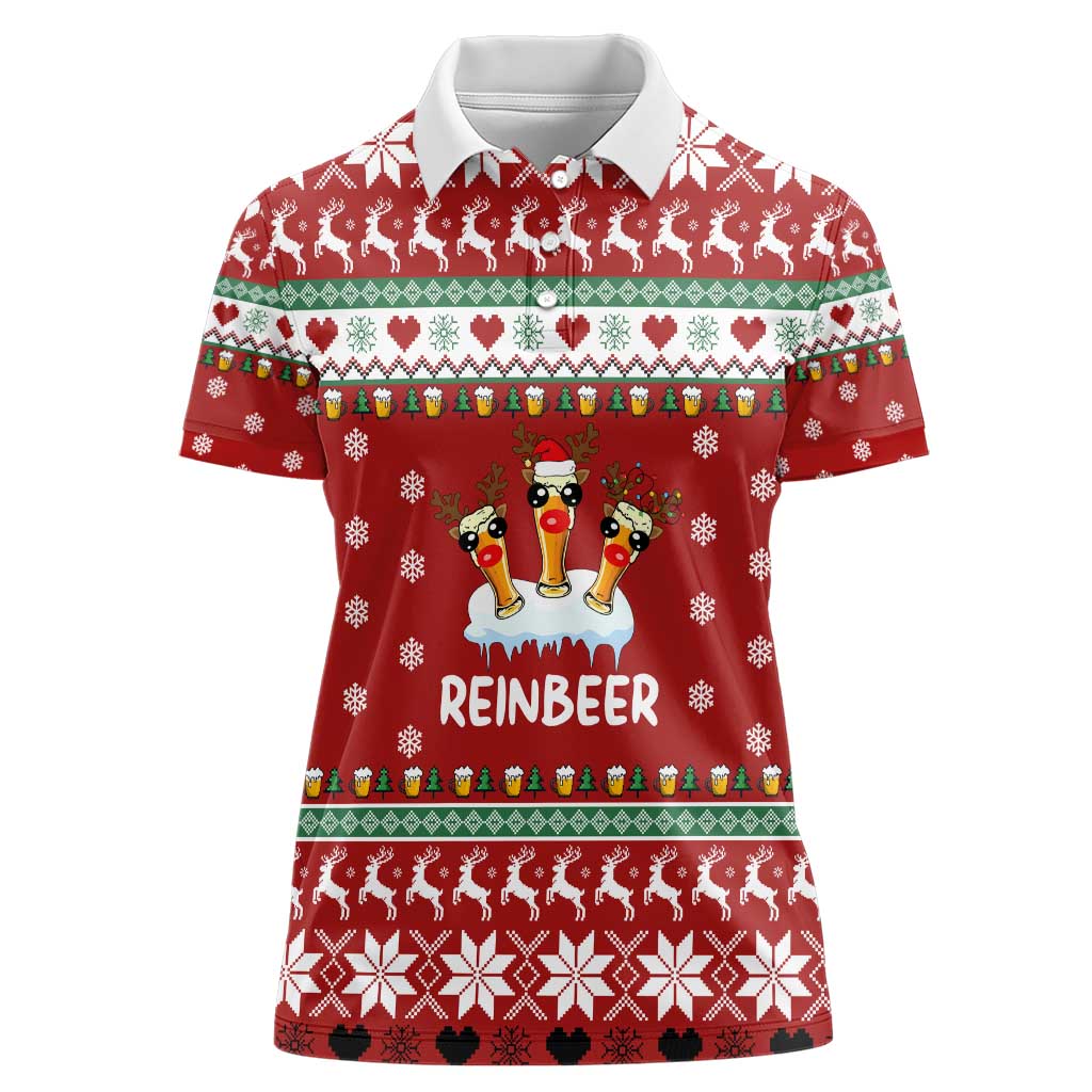 Funny Reindeer Reinbeer Christmas Women Polo Shirt Xmas Holiday Patterns - Wonder Print Shop