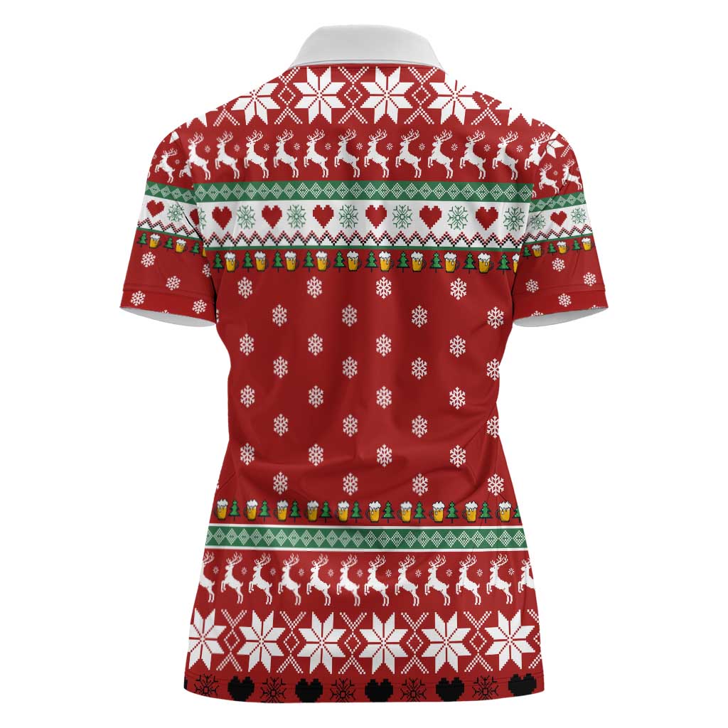 Funny Reindeer Reinbeer Christmas Women Polo Shirt Xmas Holiday Patterns - Wonder Print Shop
