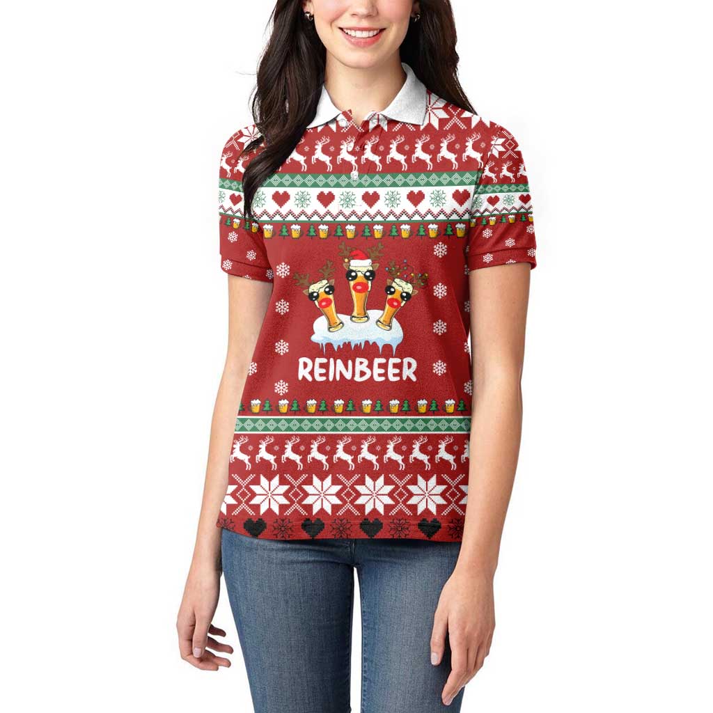 Funny Reindeer Reinbeer Christmas Women Polo Shirt Xmas Holiday Patterns - Wonder Print Shop