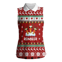 Funny Reindeer Reinbeer Christmas Women Sleeveless Polo Shirt Xmas Holiday Patterns - Wonder Print Shop