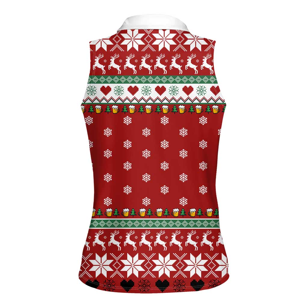 Funny Reindeer Reinbeer Christmas Women Sleeveless Polo Shirt Xmas Holiday Patterns - Wonder Print Shop
