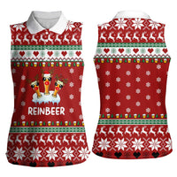 Funny Reindeer Reinbeer Christmas Women Sleeveless Polo Shirt Xmas Holiday Patterns - Wonder Print Shop