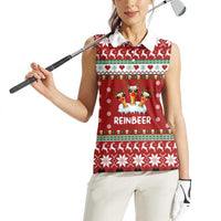 Funny Reindeer Reinbeer Christmas Women Sleeveless Polo Shirt Xmas Holiday Patterns - Wonder Print Shop