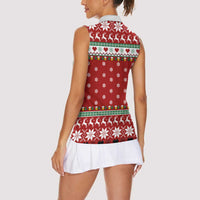 Funny Reindeer Reinbeer Christmas Women Sleeveless Polo Shirt Xmas Holiday Patterns - Wonder Print Shop