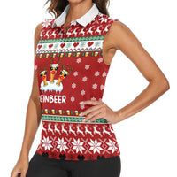 Funny Reindeer Reinbeer Christmas Women Sleeveless Polo Shirt Xmas Holiday Patterns - Wonder Print Shop