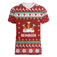 Funny Reindeer Reinbeer Christmas Women V-Neck T-Shirt Xmas Holiday Patterns - Wonder Print Shop