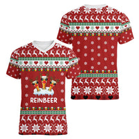Funny Reindeer Reinbeer Christmas Women V-Neck T-Shirt Xmas Holiday Patterns - Wonder Print Shop