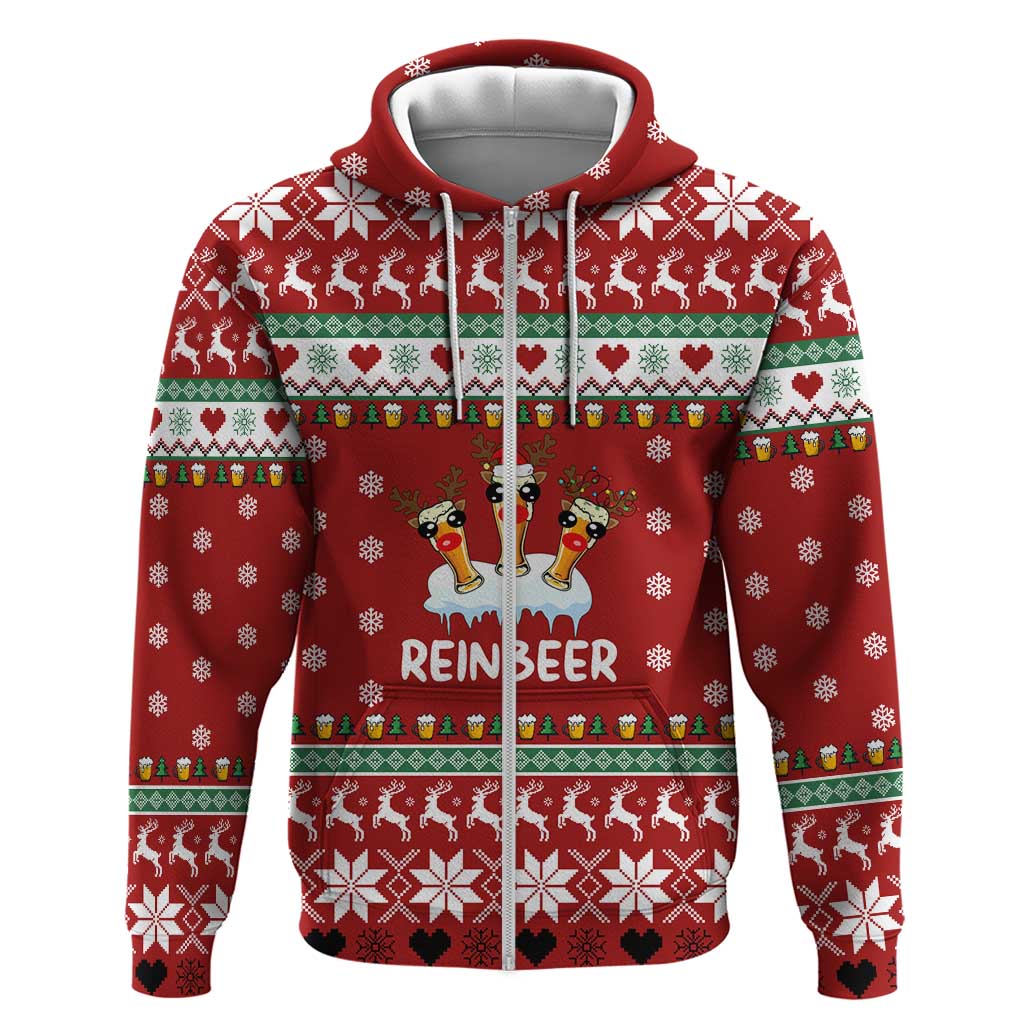 Funny Reindeer Reinbeer Christmas Zip Hoodie Xmas Holiday Patterns - Wonder Print Shop