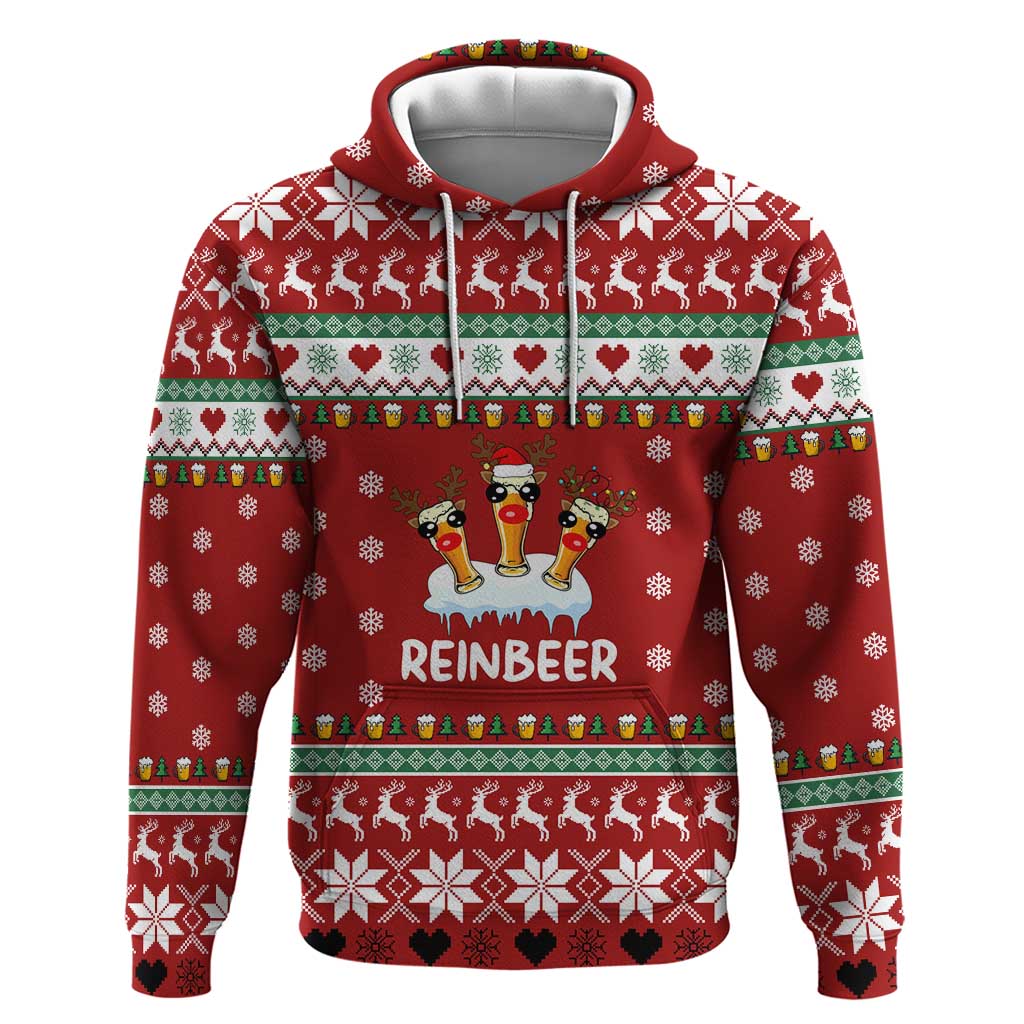 Funny Reindeer Reinbeer Christmas Zip Hoodie Xmas Holiday Patterns - Wonder Print Shop