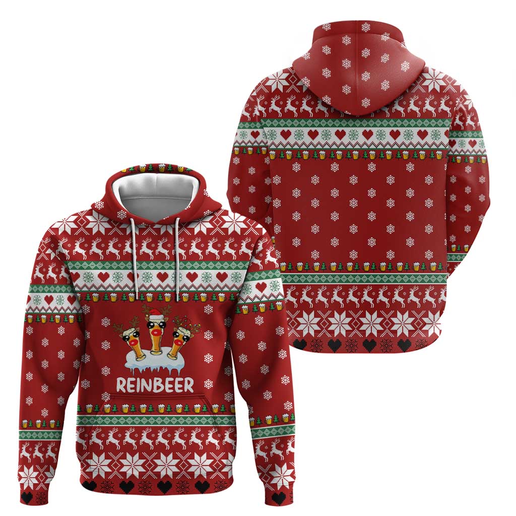 Funny Reindeer Reinbeer Christmas Zip Hoodie Xmas Holiday Patterns - Wonder Print Shop