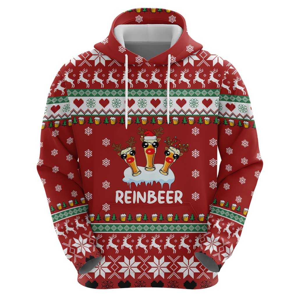 Funny Reindeer Reinbeer Christmas Zip Hoodie Xmas Holiday Patterns - Wonder Print Shop
