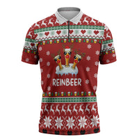 Funny Reindeer Reinbeer Christmas Zipper Polo Shirt Xmas Holiday Patterns - Wonder Print Shop