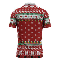 Funny Reindeer Reinbeer Christmas Zipper Polo Shirt Xmas Holiday Patterns - Wonder Print Shop