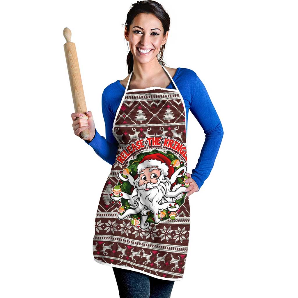 Funny Santa Claus Release The Kringle Christmas Apron Xmas Holiday Patterns - Wonder Print Shop