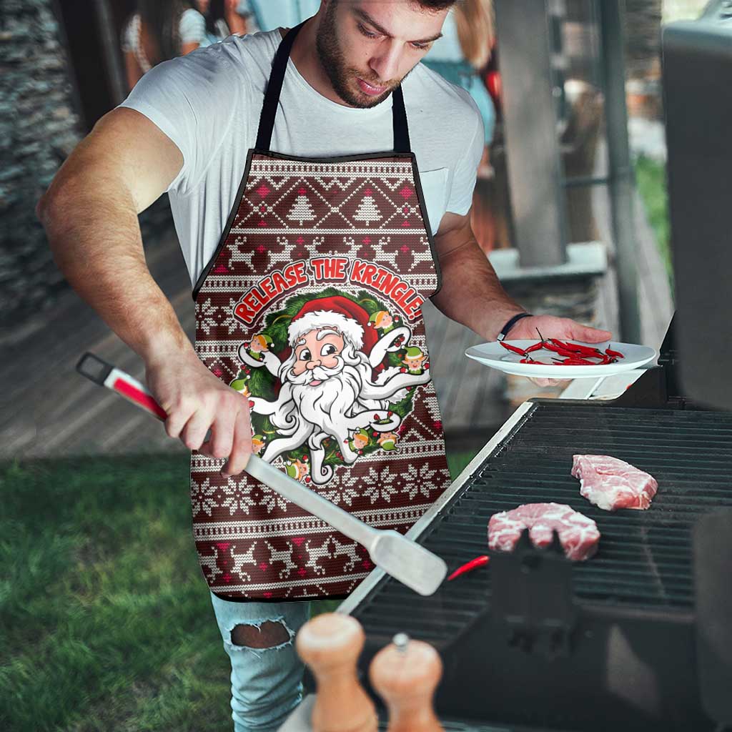 Funny Santa Claus Release The Kringle Christmas Apron Xmas Holiday Patterns - Wonder Print Shop