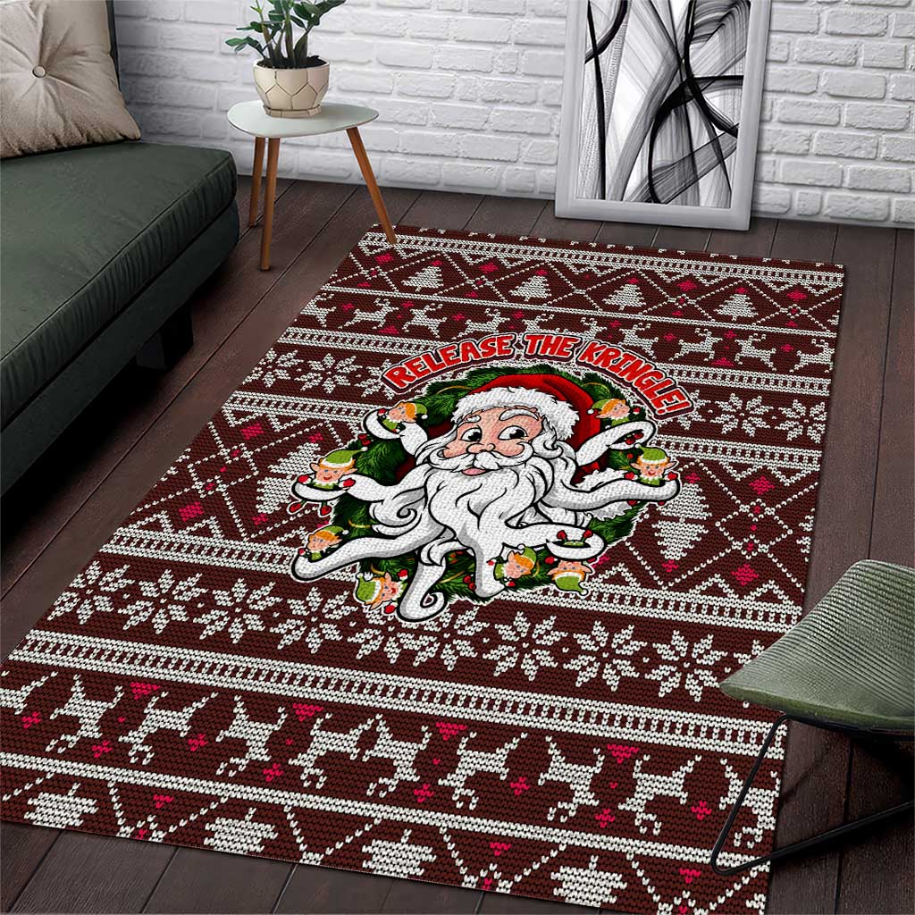 Funny Santa Claus Release The Kringle Christmas Area Rug Xmas Holiday Patterns - Wonder Print Shop