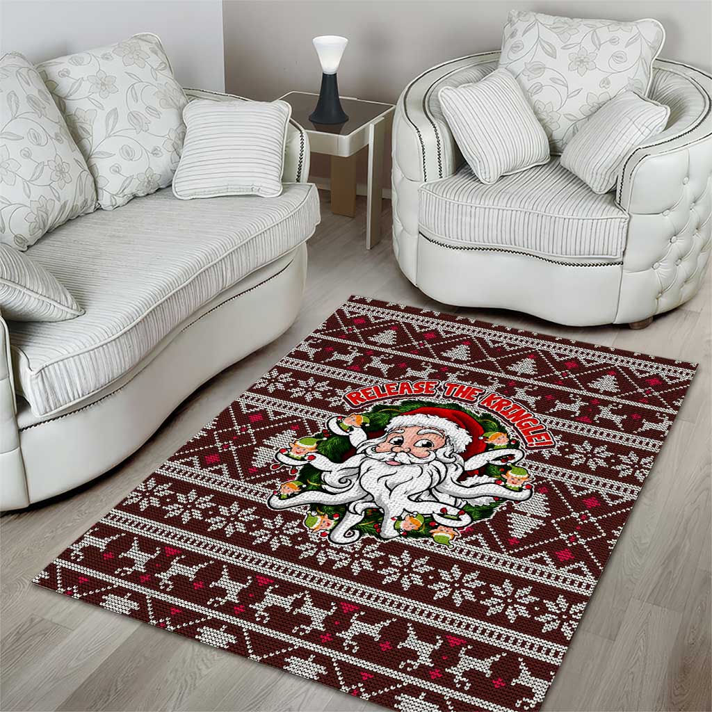 Funny Santa Claus Release The Kringle Christmas Area Rug Xmas Holiday Patterns - Wonder Print Shop