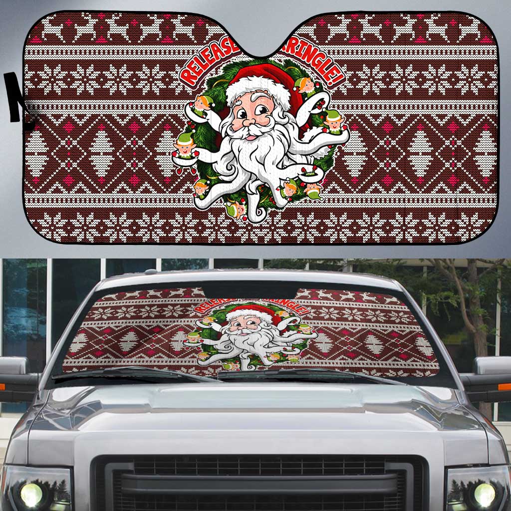 Funny Santa Claus Release The Kringle Christmas Auto Sun Shade Xmas Holiday Patterns - Wonder Print Shop