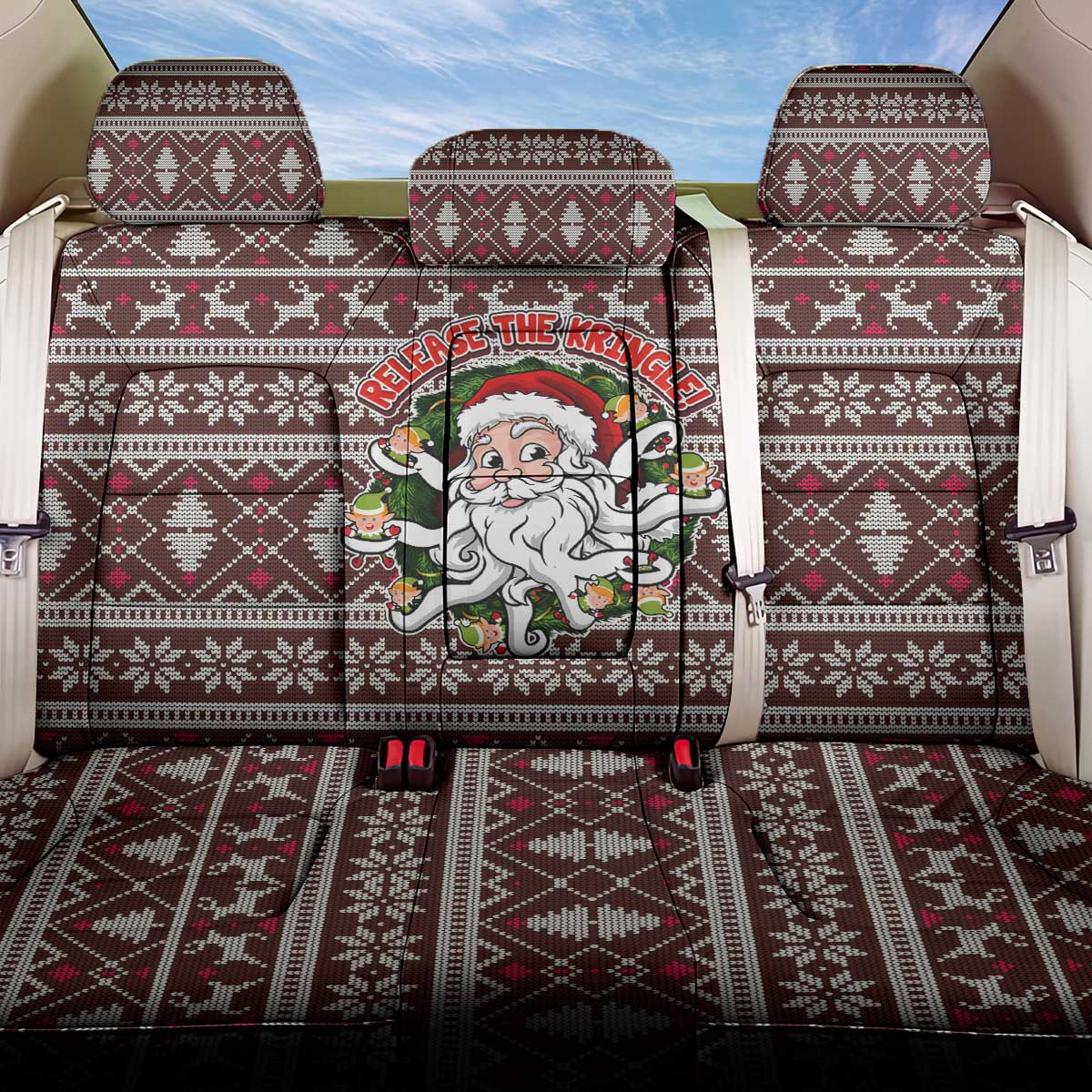 Funny Santa Claus Release The Kringle Christmas Back Car Seat Cover Xmas Holiday Patterns - Wonder Print Shop