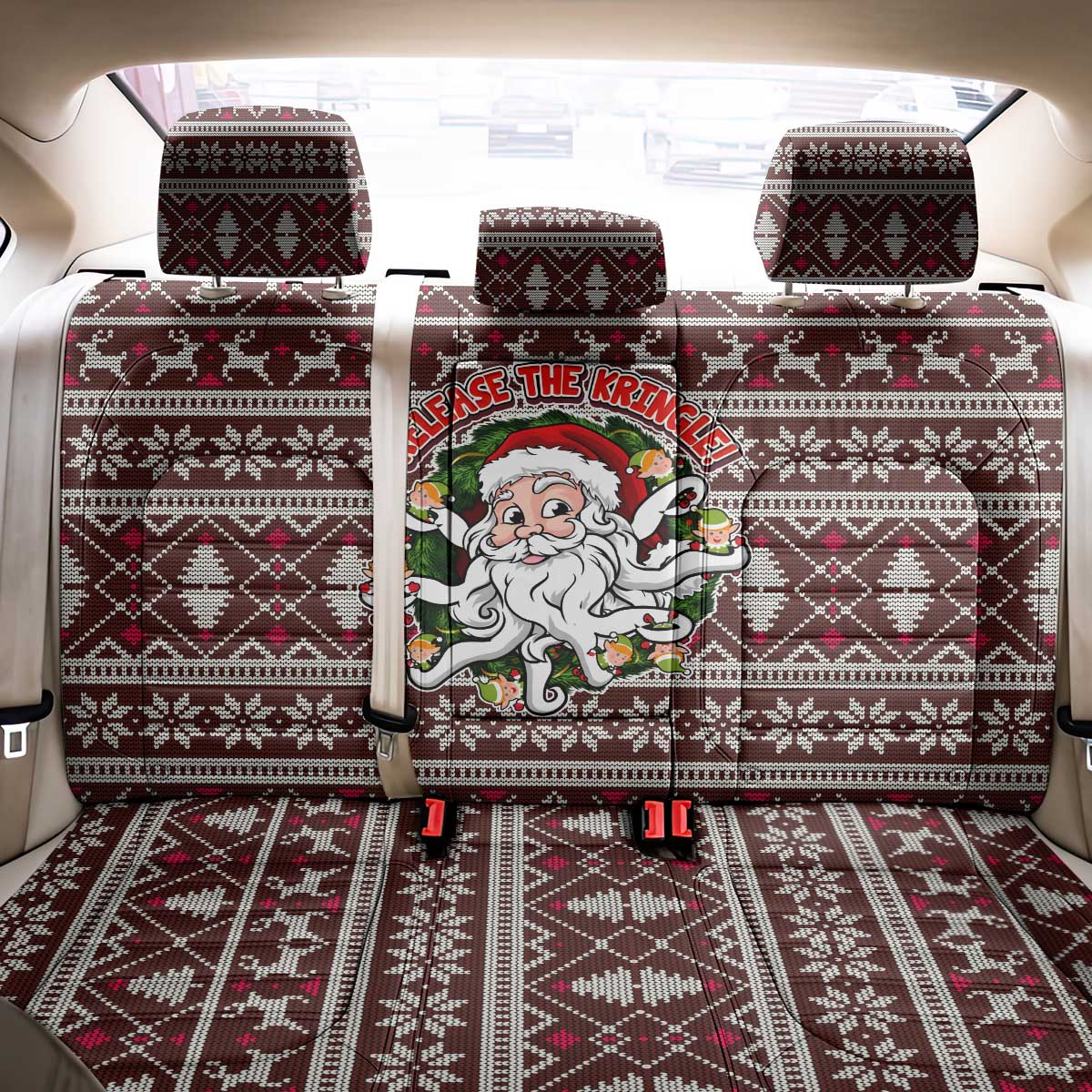 Funny Santa Claus Release The Kringle Christmas Back Car Seat Cover Xmas Holiday Patterns - Wonder Print Shop