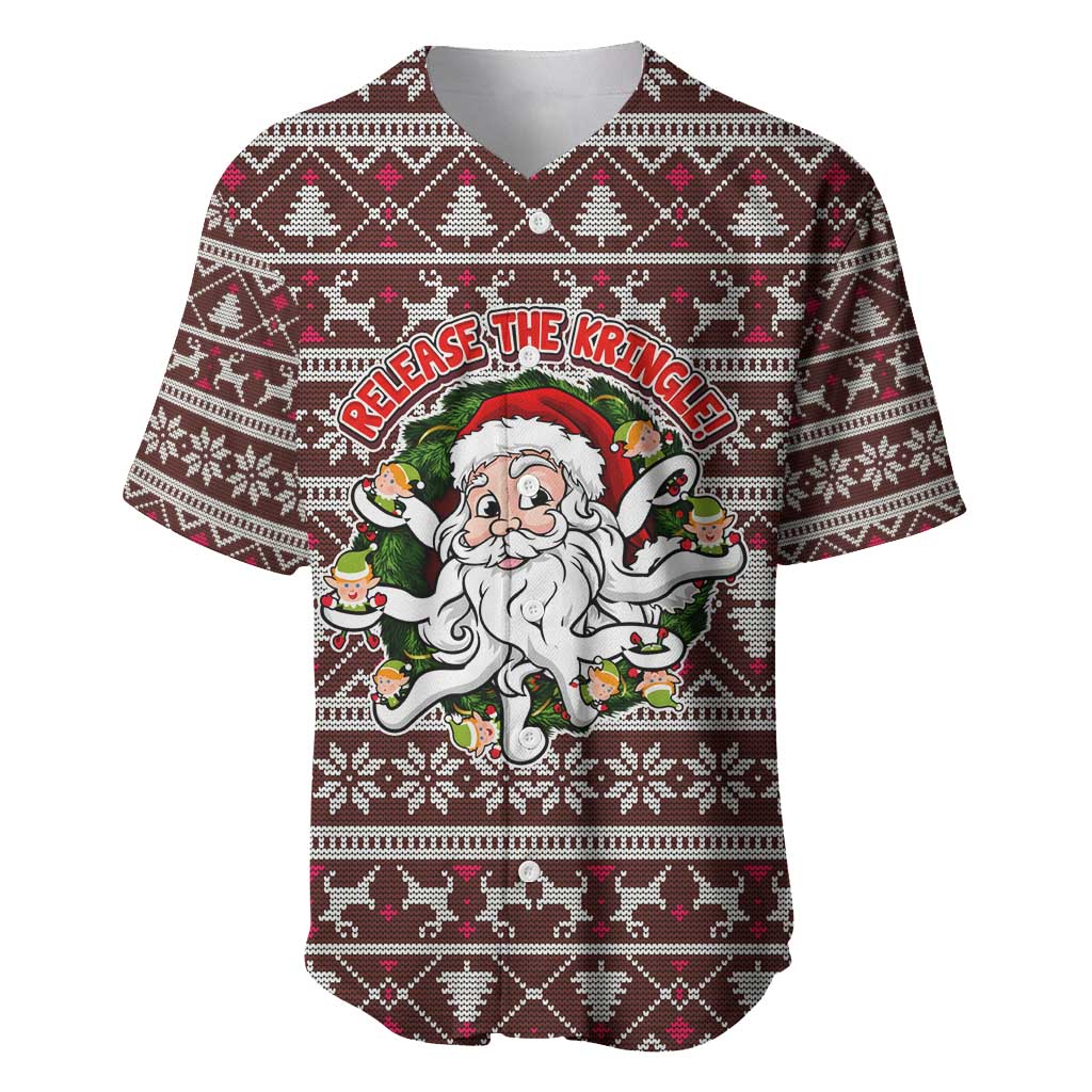 Funny Santa Claus Release The Kringle Christmas Baseball Jersey Xmas Holiday Patterns - Wonder Print Shop