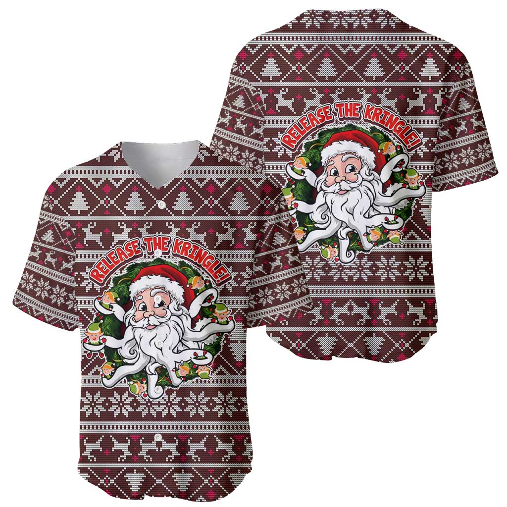 Funny Santa Claus Release The Kringle Christmas Baseball Jersey Xmas Holiday Patterns - Wonder Print Shop