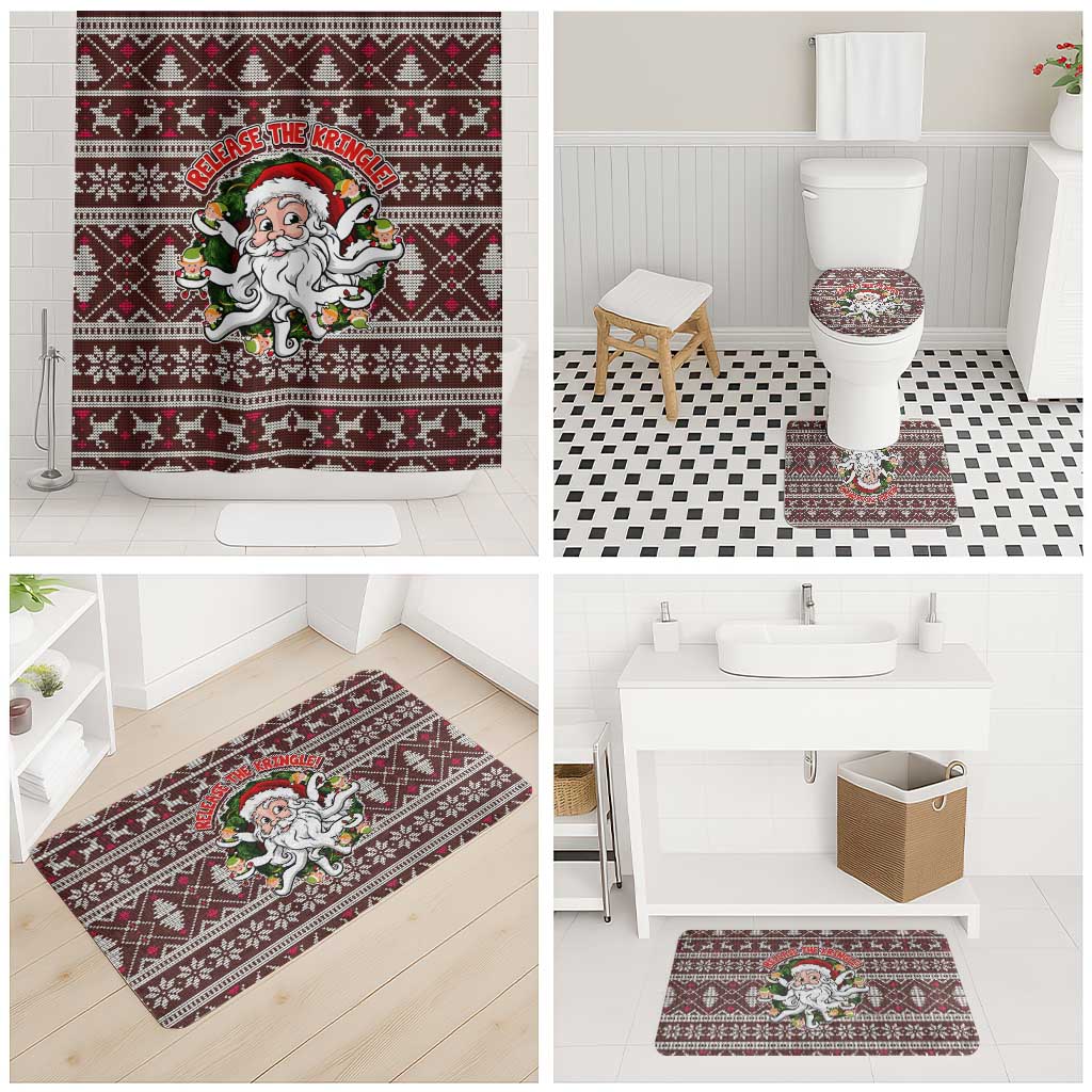 Funny Santa Claus Release The Kringle Christmas Bathroom Set Xmas Holiday Patterns - Wonder Print Shop
