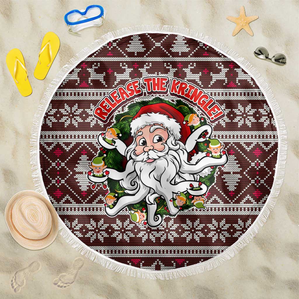 Funny Santa Claus Release The Kringle Christmas Beach Blanket Xmas Holiday Patterns - Wonder Print Shop