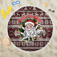 Funny Santa Claus Release The Kringle Christmas Beach Blanket Xmas Holiday Patterns - Wonder Print Shop