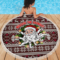Funny Santa Claus Release The Kringle Christmas Beach Blanket Xmas Holiday Patterns - Wonder Print Shop