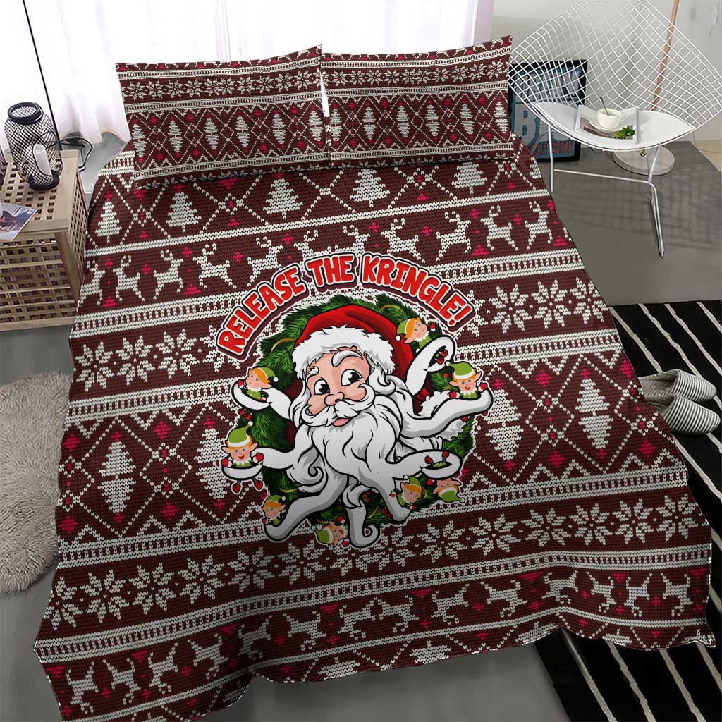 Funny Santa Claus Release The Kringle Christmas Bedding Set Xmas Holiday Patterns - Wonder Print Shop