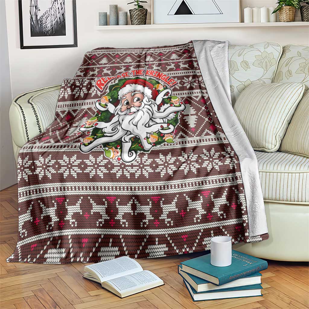 Funny Santa Claus Release The Kringle Christmas Blanket Xmas Holiday Patterns - Wonder Print Shop