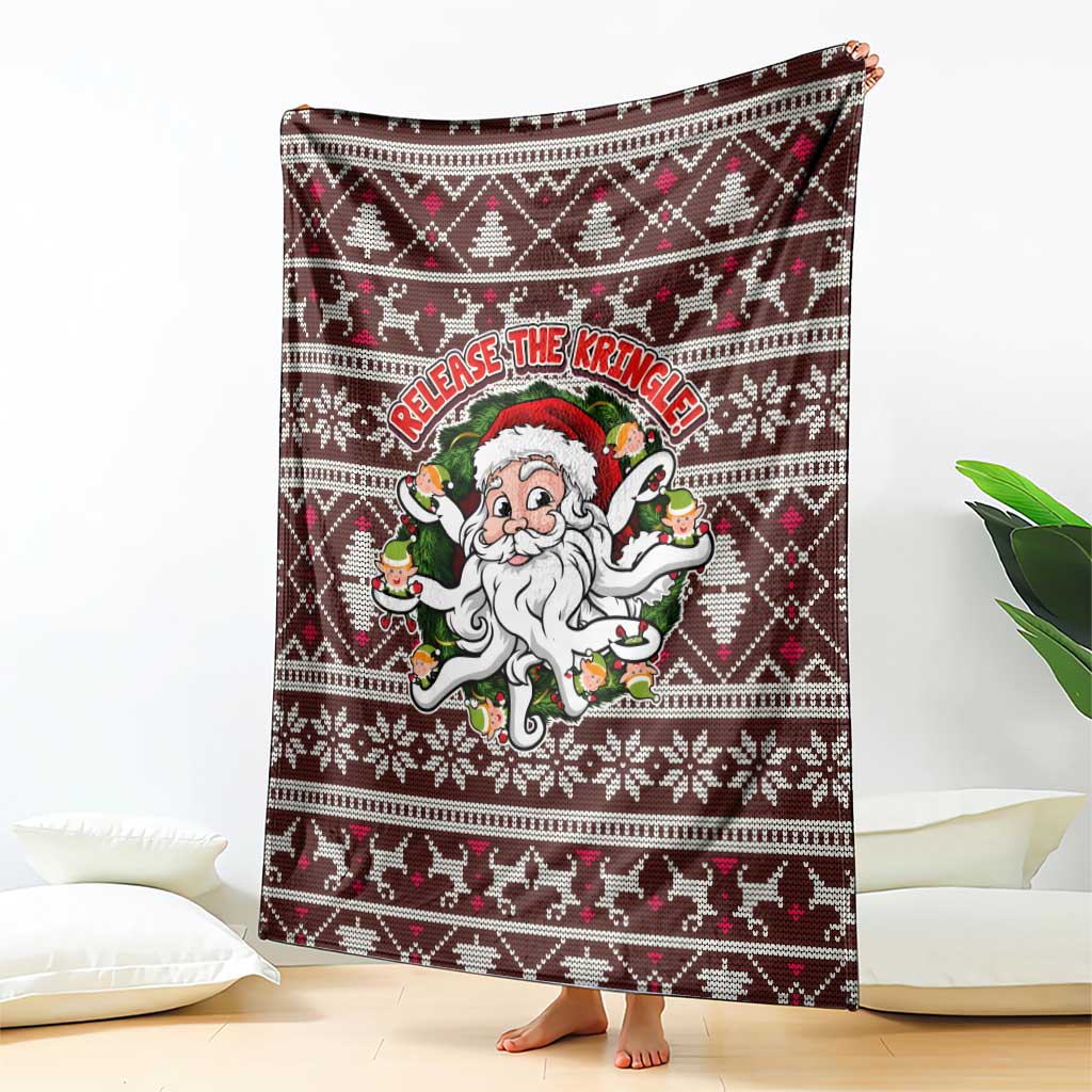 Funny Santa Claus Release The Kringle Christmas Blanket Xmas Holiday Patterns - Wonder Print Shop