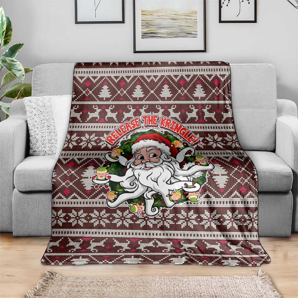 Funny Santa Claus Release The Kringle Christmas Blanket Xmas Holiday Patterns - Wonder Print Shop
